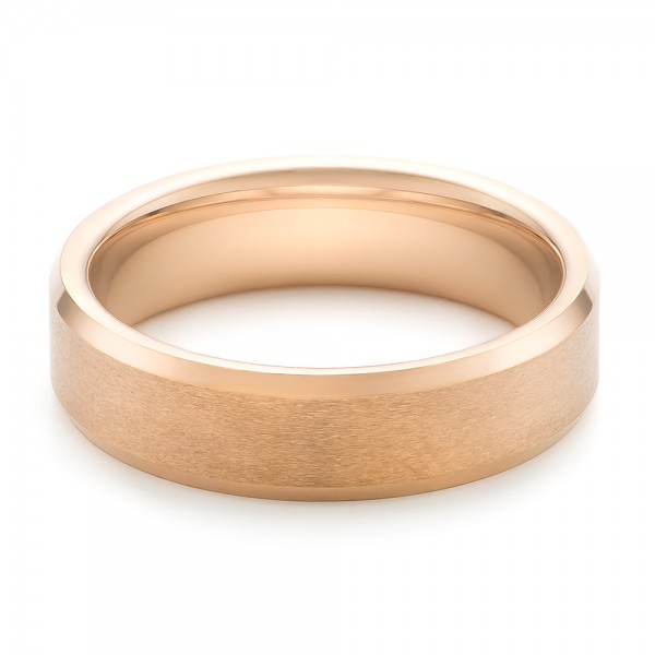 Rose Tungsten Beveled Edge Men's Wedding Band - Flat View -  102682