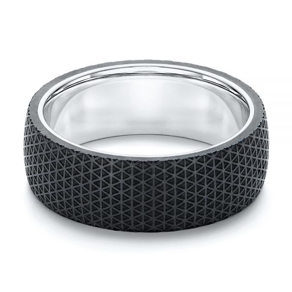 Black Carbon Fiber Men's Wedding Ring - Flat View -  106243