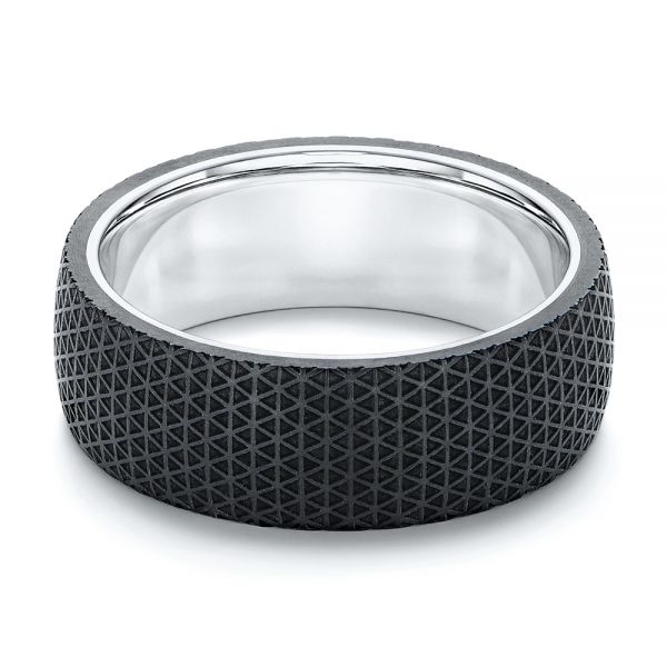 Black Carbon Fiber Men's Wedding Ring - Flat View -  106243 - Thumbnail