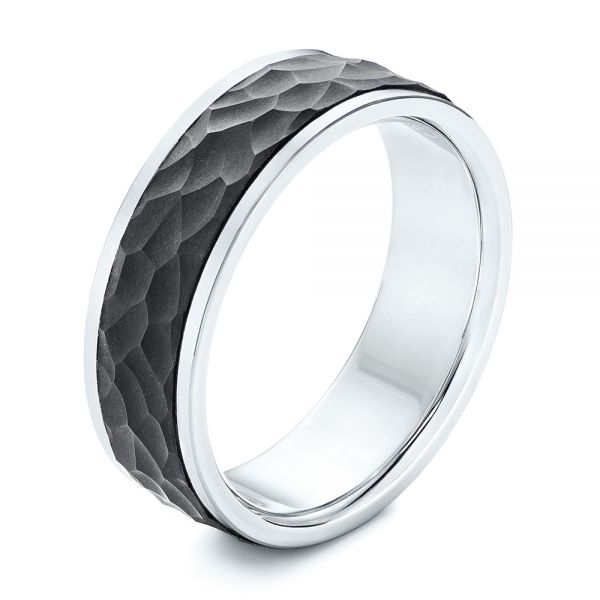 Black Carbon Fiber Men's Wedding Ring - Three-Quarter View -  106234