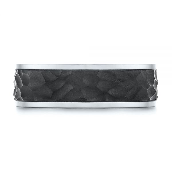 Black Carbon Fiber Men's Wedding Ring - Top View -  106234 - Thumbnail