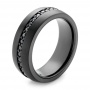 Black Tungsten Black Sapphire Men's Band - Three-Quarter View -  102700 - Thumbnail