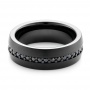 Black Tungsten Black Sapphire Men's Band - Flat View -  102700 - Thumbnail