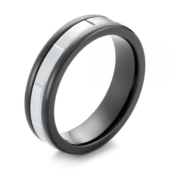 Black Tungsten Wedding Ring - Three-Quarter View -  103925