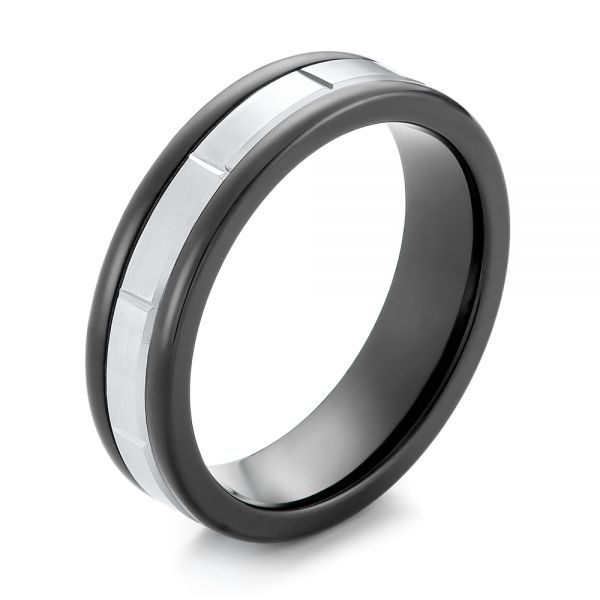 Black Tungsten and 14k White Gold Wedding Ring - reference design