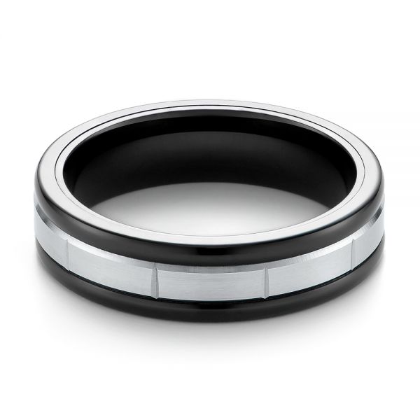 Black Tungsten Wedding Ring - Flat View -  103925
