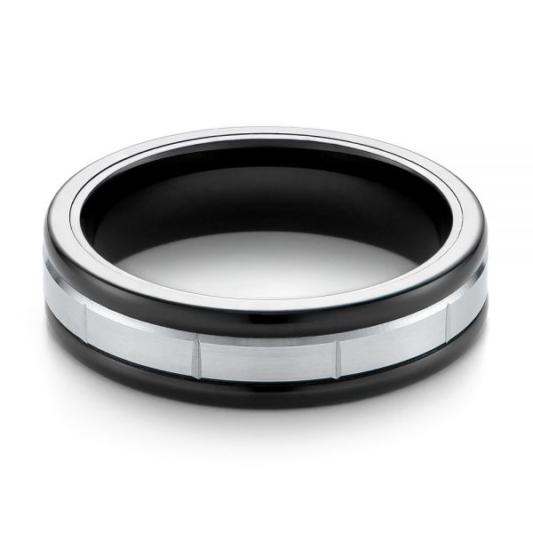 Black Tungsten Wedding Ring - Flat View - 103925