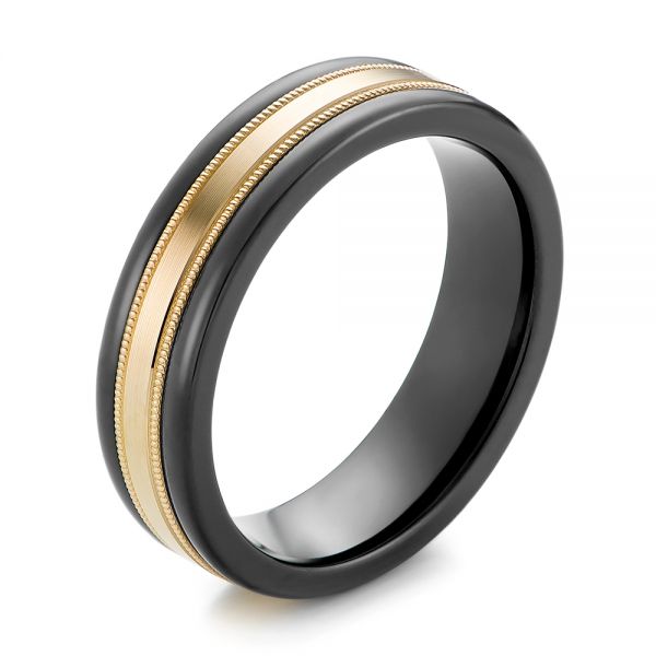 Black Tungsten Wedding Ring - Three-Quarter View -  103923