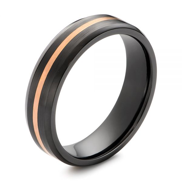 Black Zirconium Men's Wedding Ring - Three-Quarter View -  105890