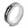 Black And White Tungsten Men's Wedding Band - Three-Quarter View -  103880 - Thumbnail