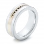 Tungsten And Silver Inlay Black Diamond Men's Wedding Band - Three-Quarter View -  102686 - Thumbnail