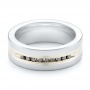 Tungsten And Silver Inlay Black Diamond Men's Wedding Band - Flat View -  102686 - Thumbnail