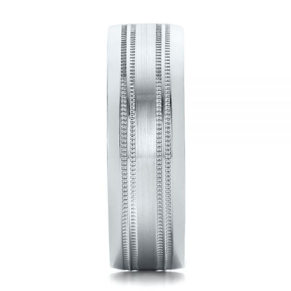 18k White Gold Brushed Finish Men's Wedding Band - Kirk Kara - Side View -  100670