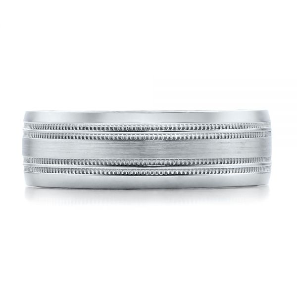 18k White Gold Brushed Finish Men's Wedding Band - Kirk Kara - Top View -  100670