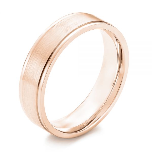 18k Rose Gold 18k Rose Gold Brushed Men's Wedding Band - Three-Quarter View -  103021