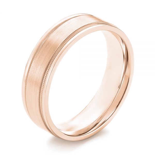 14k Rose Gold 14k Rose Gold Brushed Men's Wedding Band - Three-Quarter View -  103026