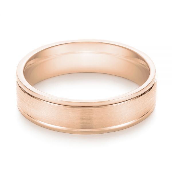 14k Rose Gold 14k Rose Gold Brushed Men's Wedding Band - Flat View -  103021