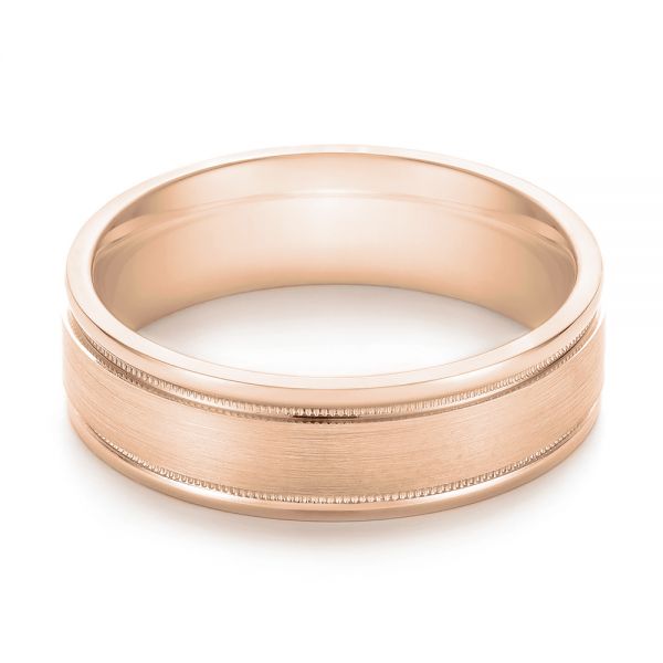 18k Rose Gold 18k Rose Gold Brushed Men's Wedding Band - Flat View -  103026