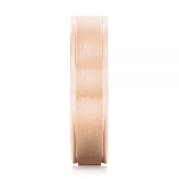 18k Rose Gold 18k Rose Gold Brushed Men's Wedding Band - Side View - 103021