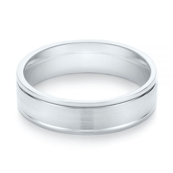 14k White Gold Brushed Men's Wedding Band - Flat View - 103021
