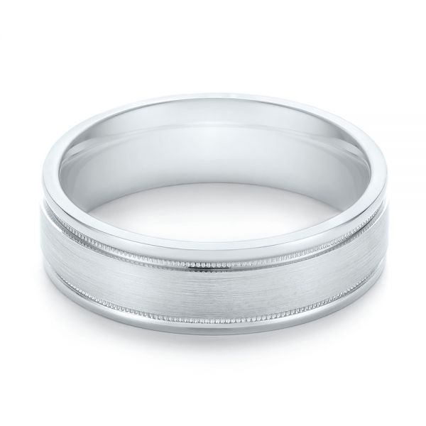 14k White Gold Brushed Men's Wedding Band - Flat View - 103026