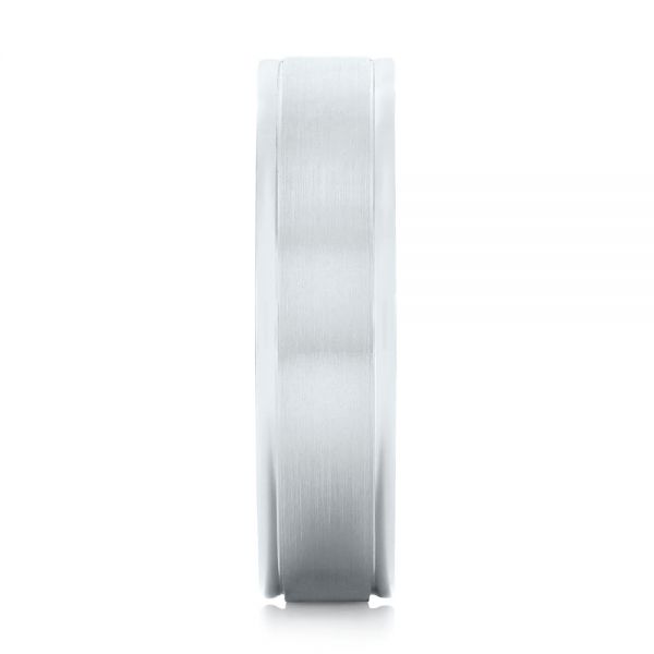 14k White Gold Brushed Men's Wedding Band - Side View - 103021