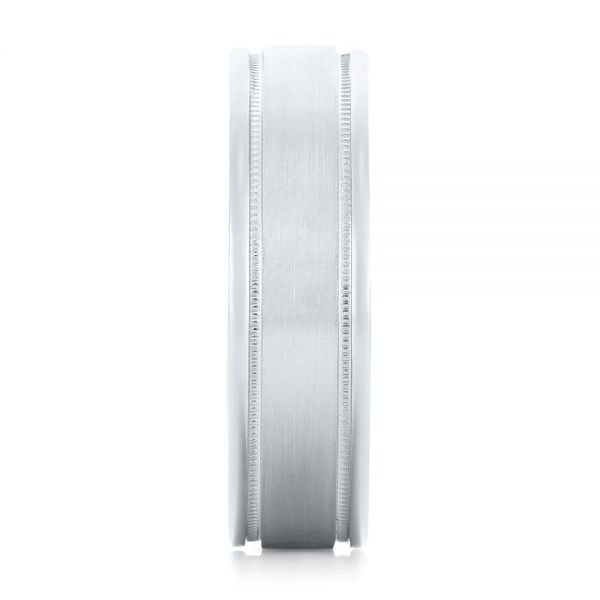 14k White Gold Brushed Men's Wedding Band - Side View - 103026
