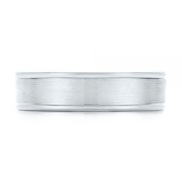 14k White Gold Brushed Men's Wedding Band - Top View - 103021