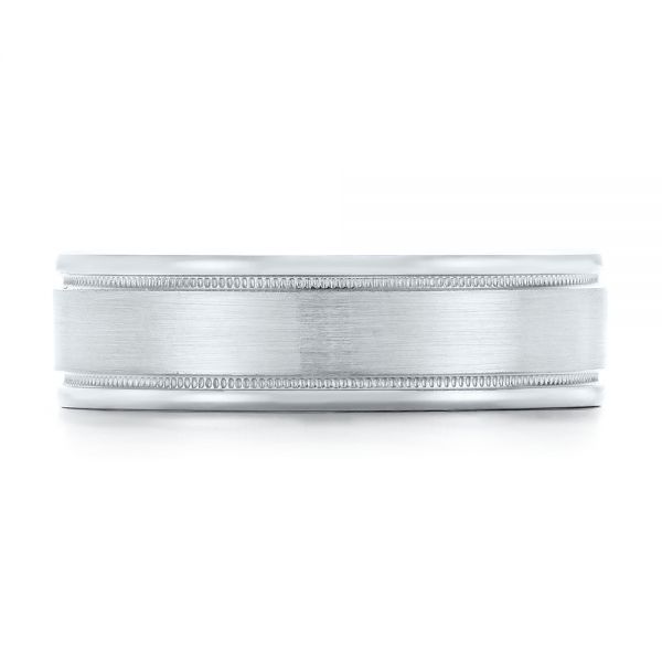 14k White Gold Brushed Men's Wedding Band - Top View - 103026