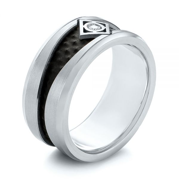 Carbon Fiber Inlay Wedding Band - Three-Quarter View -  103841