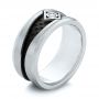Carbon Fiber Inlay Wedding Band - Three-Quarter View -  103841 - Thumbnail