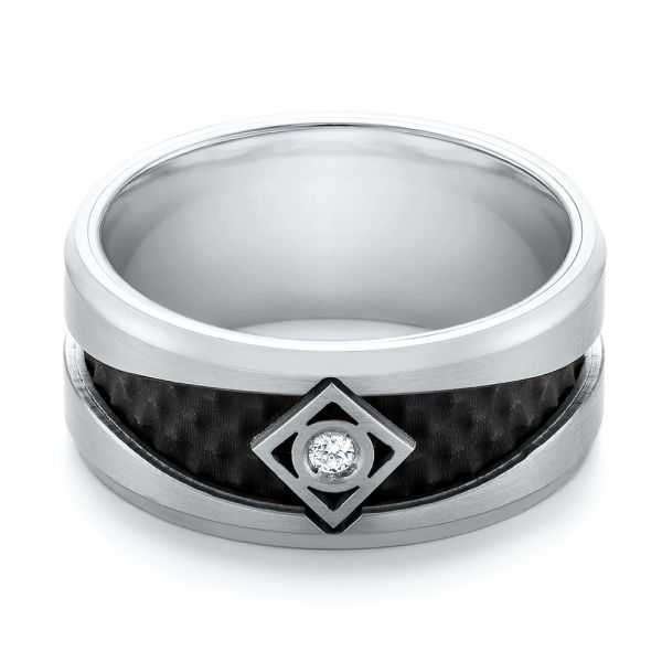 Carbon Fiber Inlay Wedding Band - Flat View -  103841