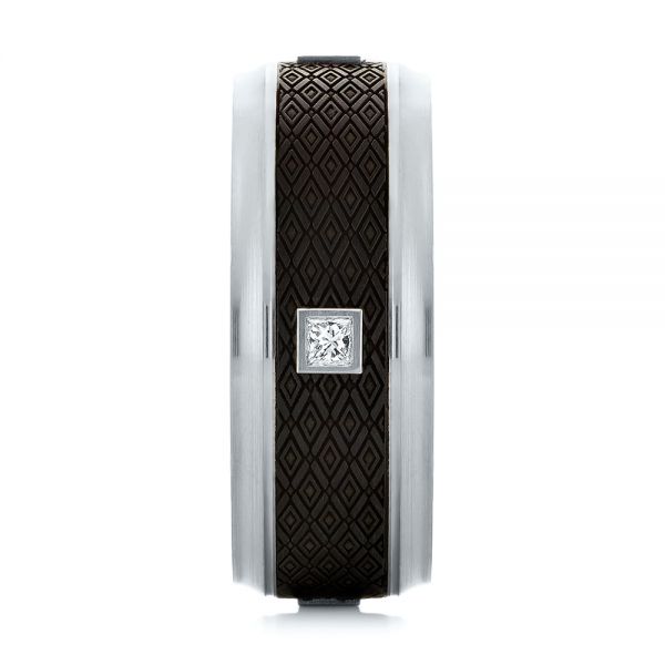 Carbon Fiber Inlay Diamond Wedding Band - Side View -  103854