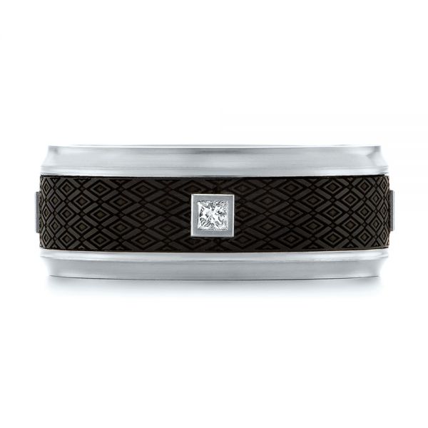 Carbon Fiber Inlay Diamond Wedding Band - Top View -  103854