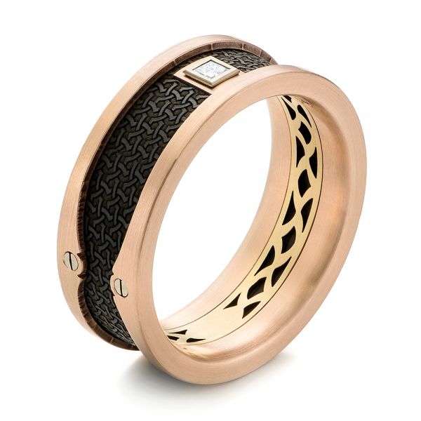 Carbon Fiber Inlay Wedding Band - Three-Quarter View -  103843