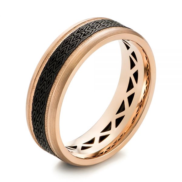 Carbon Fiber Inlay Wedding Band - Three-Quarter View -  103847