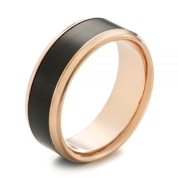 Carbon Fiber Inlay and Gold Wedding Band - Image