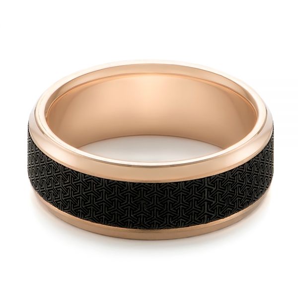 Carbon Fiber Inlay Wedding Band - Flat View -  103846