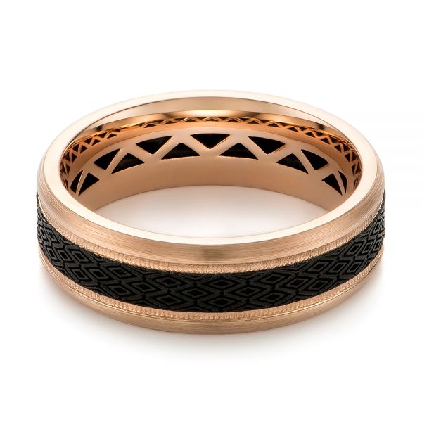 Carbon Fiber Inlay Wedding Band - Flat View - 103847