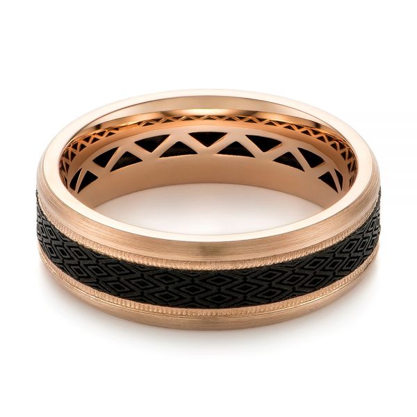 Carbon Fiber Inlay Wedding Band - Flat View -  103847