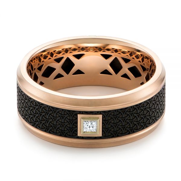 Carbon Fiber Inlay Wedding Band - Flat View -  103853