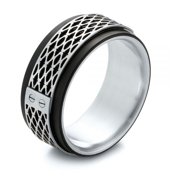 Carbon Fiber Inlay Wedding Band - Three-Quarter View -  103845