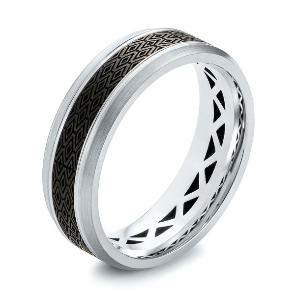 Carbon Fiber Inlay Wedding Band - Three-Quarter View -  103850