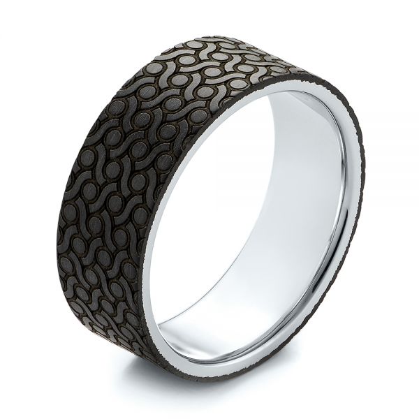 Carbon Fiber Inlay and Gold Wedding Band - Image