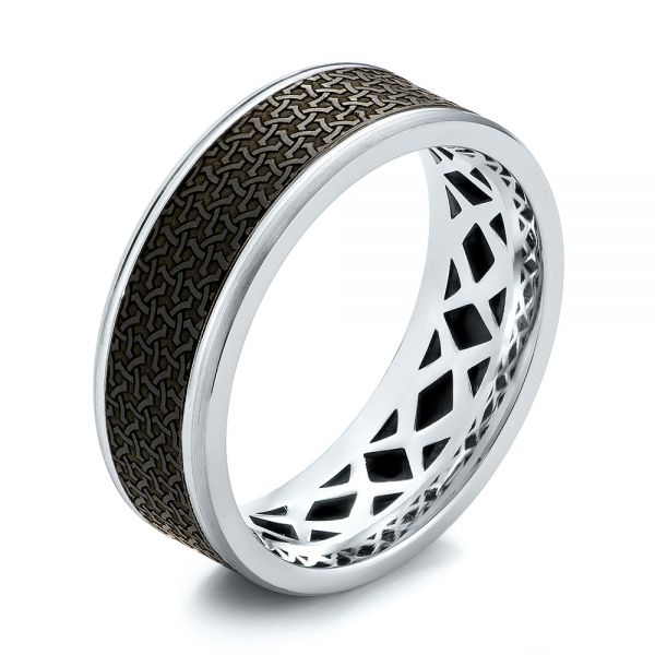 Carbon Fiber Inlay and Gold Wedding Band - Image