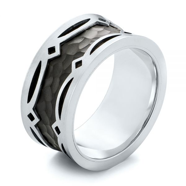 Carbon Fiber Inlay Wedding Band - Three-Quarter View -  103856