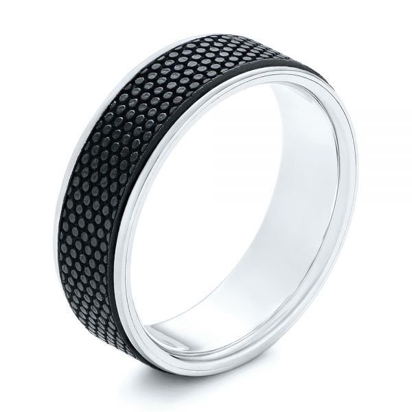 Carbon Fiber Inlay Wedding Band - Three-Quarter View -  105527