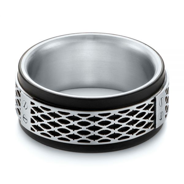 Carbon Fiber Inlay Wedding Band - Flat View - 103845