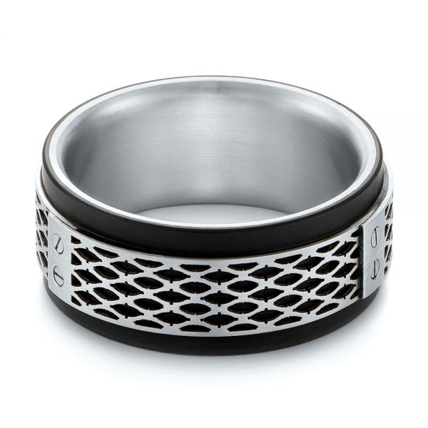 Carbon Fiber Inlay Wedding Band - Flat View -  103845