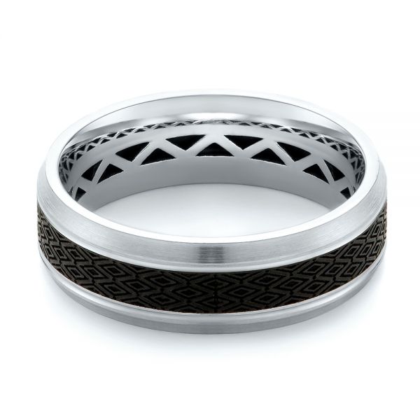 Carbon Fiber Inlay Wedding Band - Flat View -  103850